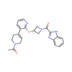 CC(=O)N1CC=C(c2cccnc2OC2CN(C(=O)c3nc4ccccc4[nH]3)C2)CC1 ZINC000096168889