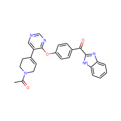 CC(=O)N1CC=C(c2cncnc2Oc2ccc(C(=O)c3nc4ccccc4[nH]3)cc2)CC1 ZINC000139422838