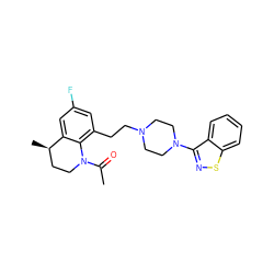 CC(=O)N1CC[C@@H](C)c2cc(F)cc(CCN3CCN(c4nsc5ccccc45)CC3)c21 ZINC000028528904