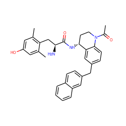 CC(=O)N1CC[C@@H](NC(=O)[C@@H](N)Cc2c(C)cc(O)cc2C)c2cc(Cc3ccc4ccccc4c3)ccc21 ZINC000473152932