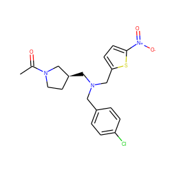 CC(=O)N1CC[C@H](CN(Cc2ccc(Cl)cc2)Cc2ccc([N+](=O)[O-])s2)C1 ZINC000084671702