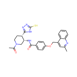 CC(=O)N1CC[C@H](c2nnc(S)[nH]2)[C@H](NC(=O)c2ccc(OCc3cc(C)nc4ccccc34)cc2)C1 ZINC000028903250