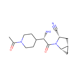 CC(=O)N1CCC([C@H](N)C(=O)N2[C@H](C#N)C[C@@H]3C[C@@H]32)CC1 ZINC000095589787