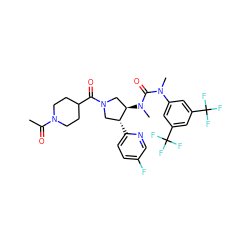 CC(=O)N1CCC(C(=O)N2C[C@@H](N(C)C(=O)N(C)c3cc(C(F)(F)F)cc(C(F)(F)F)c3)[C@H](c3ccc(F)cn3)C2)CC1 ZINC000096177825