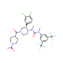 CC(=O)N1CCC(C(=O)N2CC[C@@H](N(C)C(=O)N(C)c3cc(C(F)(F)F)cc(C(F)(F)F)c3)[C@H](c3ccc(Cl)c(Cl)c3)C2)CC1 ZINC000096177819