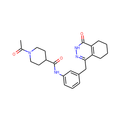 CC(=O)N1CCC(C(=O)Nc2cccc(Cc3n[nH]c(=O)c4c3CCCC4)c2)CC1 ZINC000142492717