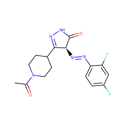 CC(=O)N1CCC(C2=NNC(=O)[C@H]2N=Nc2ccc(F)cc2F)CC1 ZINC000253986538