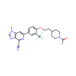 CC(=O)N1CCC(CCOc2ccc(-c3cc4c(ncn4C)c(C#N)n3)cc2C(F)(F)F)CC1 ZINC000066103739