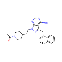 CC(=O)N1CCC(CCn2nc(Cc3cccc4ccccc34)c3c(N)ncnc32)CC1 ZINC000071294204