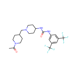 CC(=O)N1CCC(CN2CCC(NC(=O)Nc3cc(C(F)(F)F)cc(C(F)(F)F)c3)CC2)CC1 ZINC000028979812