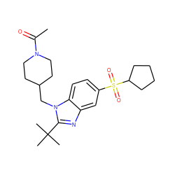 CC(=O)N1CCC(Cn2c(C(C)(C)C)nc3cc(S(=O)(=O)C4CCCC4)ccc32)CC1 ZINC000043199852