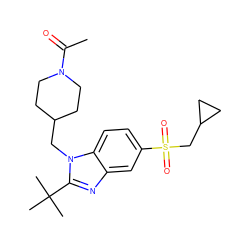 CC(=O)N1CCC(Cn2c(C(C)(C)C)nc3cc(S(=O)(=O)CC4CC4)ccc32)CC1 ZINC000082155094