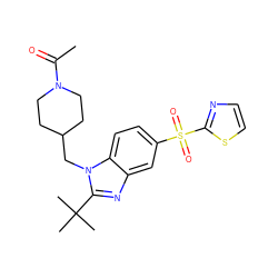 CC(=O)N1CCC(Cn2c(C(C)(C)C)nc3cc(S(=O)(=O)c4nccs4)ccc32)CC1 ZINC000082151733