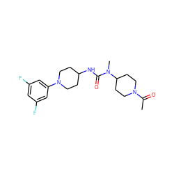 CC(=O)N1CCC(N(C)C(=O)NC2CCN(c3cc(F)cc(F)c3)CC2)CC1 ZINC000029126084