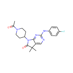 CC(=O)N1CCC(N2C(=O)C(C)(C)c3cnc(Nc4ccc(F)cc4)nc32)CC1 ZINC001772639998