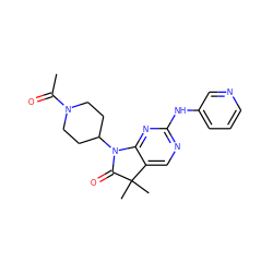 CC(=O)N1CCC(N2C(=O)C(C)(C)c3cnc(Nc4cccnc4)nc32)CC1 ZINC001772589220