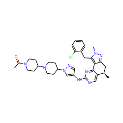 CC(=O)N1CCC(N2CCC(n3cc(Nc4ncc5c(n4)-c4c(nn(C)c4Cc4ccccc4Cl)C[C@H]5C)cn3)CC2)CC1 ZINC000143109868