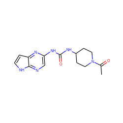 CC(=O)N1CCC(NC(=O)Nc2cnc3[nH]ccc3n2)CC1 ZINC000118764672