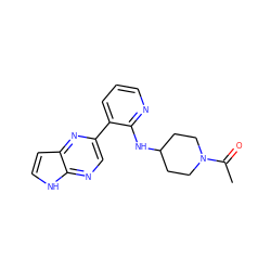 CC(=O)N1CCC(Nc2ncccc2-c2cnc3[nH]ccc3n2)CC1 ZINC000168811316