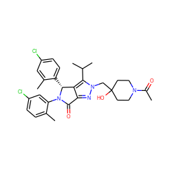 CC(=O)N1CCC(O)(Cn2nc3c(c2C(C)C)[C@@H](c2ccc(Cl)cc2C)N(c2cc(Cl)ccc2C)C3=O)CC1 ZINC000206125138
