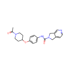 CC(=O)N1CCC(Oc2ccc(NC(=O)N3Cc4ccncc4C3)cc2)CC1 ZINC000166344935