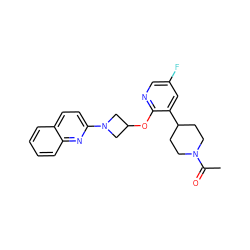 CC(=O)N1CCC(c2cc(F)cnc2OC2CN(c3ccc4ccccc4n3)C2)CC1 ZINC000096168868