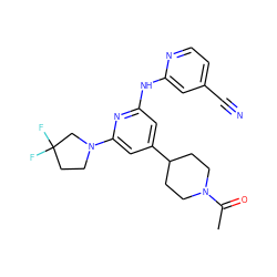 CC(=O)N1CCC(c2cc(Nc3cc(C#N)ccn3)nc(N3CCC(F)(F)C3)c2)CC1 ZINC000299860782