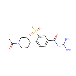 CC(=O)N1CCC(c2ccc(C(=O)N=C(N)N)cc2S(C)(=O)=O)CC1 ZINC000095556711