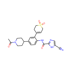 CC(=O)N1CCC(c2ccc(NC(=O)c3ncc(C#N)[nH]3)c(C3=CCS(=O)(=O)CC3)c2)CC1 ZINC000029046591