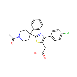 CC(=O)N1CCC(c2ccccc2)(c2nc(-c3ccc(Cl)cc3)c(CC(=O)O)s2)CC1 ZINC000045338589