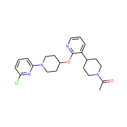 CC(=O)N1CCC(c2cccnc2OC2CCN(c3cccc(Cl)n3)CC2)CC1 ZINC000096169047