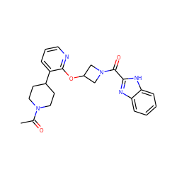 CC(=O)N1CCC(c2cccnc2OC2CN(C(=O)c3nc4ccccc4[nH]3)C2)CC1 ZINC000096168921