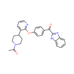 CC(=O)N1CCC(c2cccnc2Oc2ccc(C(=O)c3nc4ccccc4[nH]3)cc2)CC1 ZINC000139450962