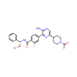 CC(=O)N1CCC(c2cnc(N)c(-c3ccc(C(=O)N[C@H](CO)c4ccccc4)c(F)c3)n2)CC1 ZINC001772605214