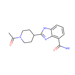 CC(=O)N1CCC(c2nc3c(C(N)=O)cccc3[nH]2)CC1 ZINC000034031440