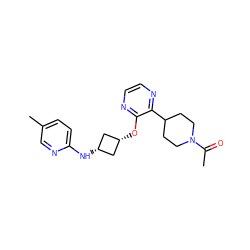 CC(=O)N1CCC(c2nccnc2O[C@H]2C[C@@H](Nc3ccc(C)cn3)C2)CC1 ZINC000144436900