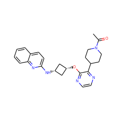 CC(=O)N1CCC(c2nccnc2O[C@H]2C[C@@H](Nc3ccc4ccccc4n3)C2)CC1 ZINC000144112451