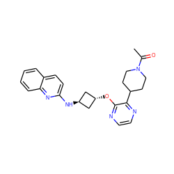 CC(=O)N1CCC(c2nccnc2O[C@H]2C[C@H](Nc3ccc4ccccc4n3)C2)CC1 ZINC000145046413