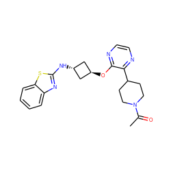 CC(=O)N1CCC(c2nccnc2O[C@H]2C[C@H](Nc3nc4ccccc4s3)C2)CC1 ZINC000145887731