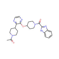 CC(=O)N1CCC(c2nccnc2OC2CCN(C(=O)c3nc4ccccc4[nH]3)CC2)CC1 ZINC000096168902