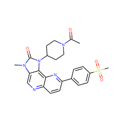 CC(=O)N1CCC(n2c(=O)n(C)c3cnc4ccc(-c5ccc(S(C)(=O)=O)cc5)nc4c32)CC1 ZINC000118534216