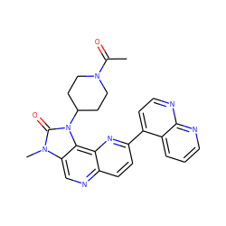 CC(=O)N1CCC(n2c(=O)n(C)c3cnc4ccc(-c5ccnc6ncccc56)nc4c32)CC1 ZINC000150185003