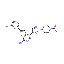 CC(=O)N1CCC(n2cc(-c3cnc(N)c4oc(-c5cccc(N)c5)cc34)cn2)CC1 ZINC000096274076