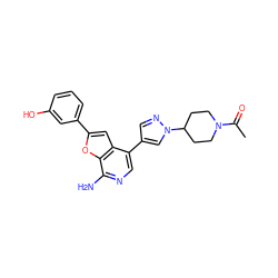 CC(=O)N1CCC(n2cc(-c3cnc(N)c4oc(-c5cccc(O)c5)cc34)cn2)CC1 ZINC000096274079