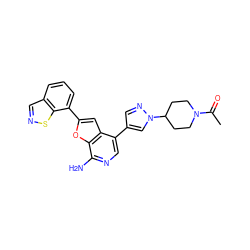 CC(=O)N1CCC(n2cc(-c3cnc(N)c4oc(-c5cccc6cnsc56)cc34)cn2)CC1 ZINC000072316189