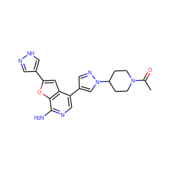 CC(=O)N1CCC(n2cc(-c3cnc(N)c4oc(-c5cn[nH]c5)cc34)cn2)CC1 ZINC000096274037