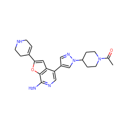 CC(=O)N1CCC(n2cc(-c3cnc(N)c4oc(C5=CCNCC5)cc34)cn2)CC1 ZINC000096274075