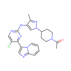 CC(=O)N1CCC(n2cc(Nc3ncc(Cl)c(-c4cnc5ccccn45)n3)c(C)n2)CC1 ZINC000653891057