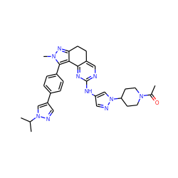 CC(=O)N1CCC(n2cc(Nc3ncc4c(n3)-c3c(nn(C)c3-c3ccc(-c5cnn(C(C)C)c5)cc3)CC4)cn2)CC1 ZINC000224943981