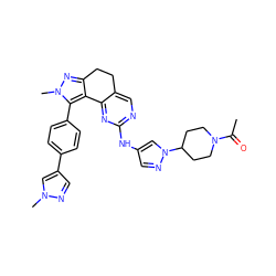 CC(=O)N1CCC(n2cc(Nc3ncc4c(n3)-c3c(nn(C)c3-c3ccc(-c5cnn(C)c5)cc3)CC4)cn2)CC1 ZINC000224957658